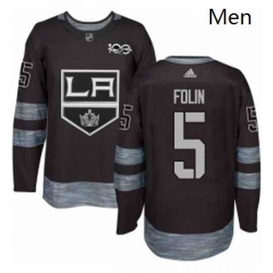 Mens Adidas Los Angeles Kings 5 Christian Folin Premier Black 1917 2017 100th Anniversary NHL Jersey